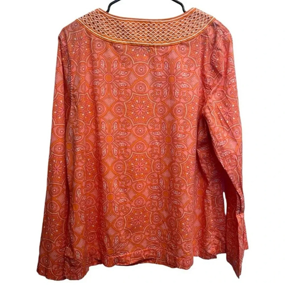 Talbots Boho Tunic Mandala Print Long Sleeve Embroidered Stretchy Lightweight - Picture 4 of 8